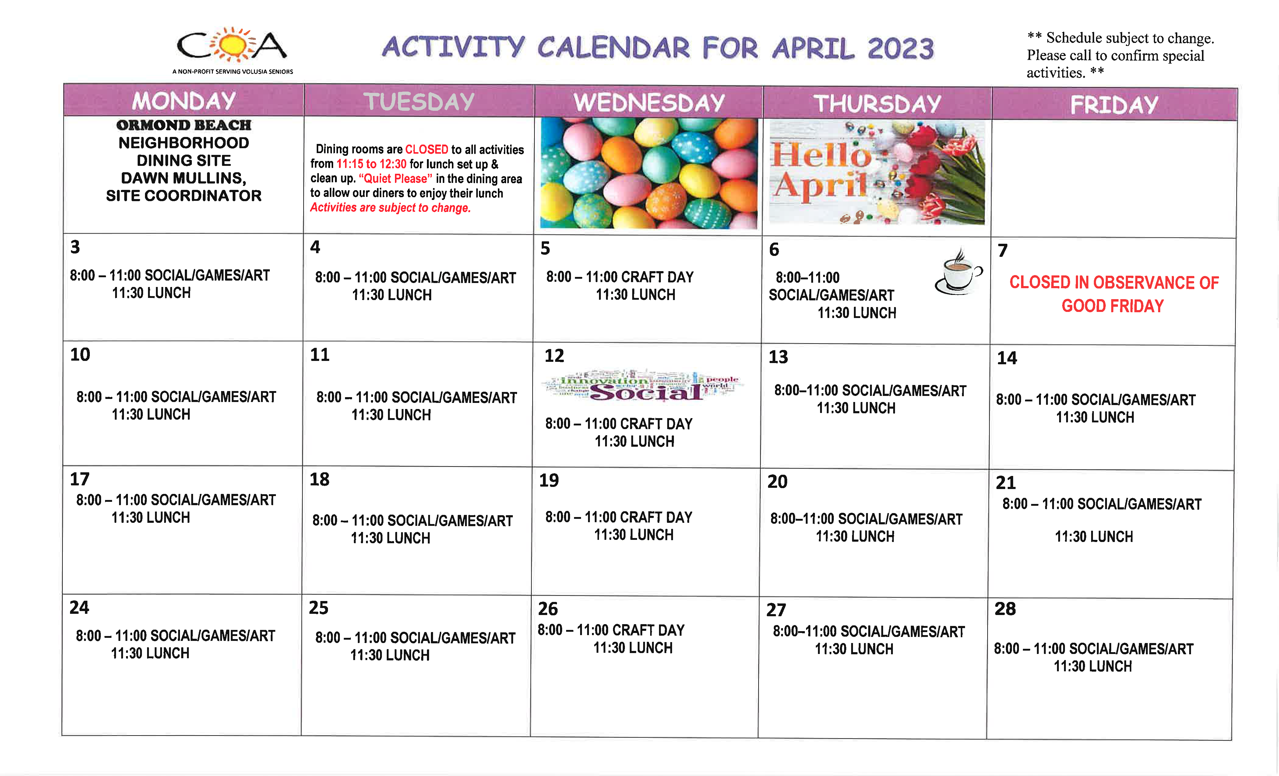 COA Ormond Beach Senior Center & Neighborhood Dining Site