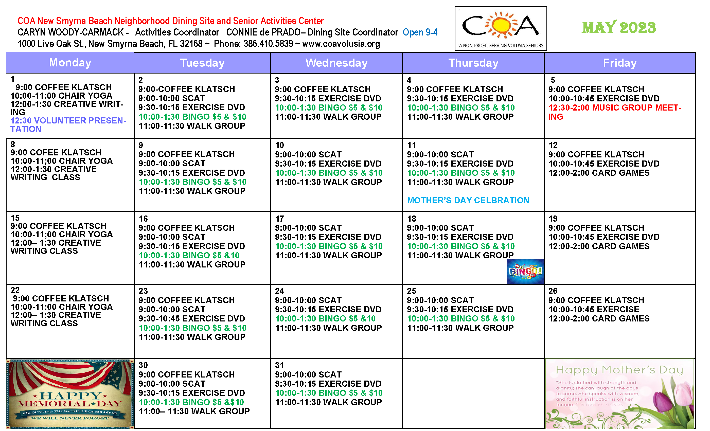 COA New Smyrna Beach Senior Center & Neighborhood Dining Site
