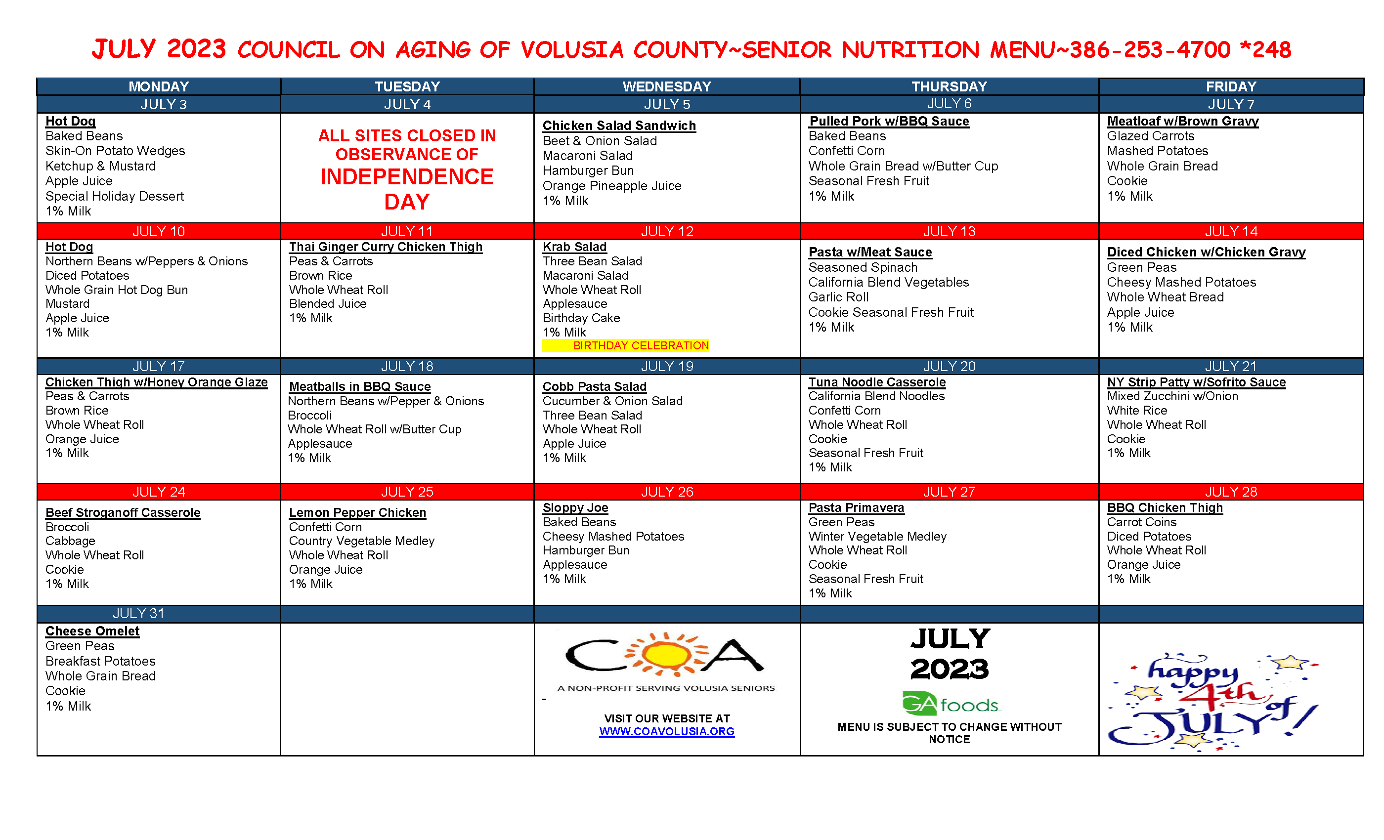 COA Ormond Beach Senior Center & Neighborhood Dining Site